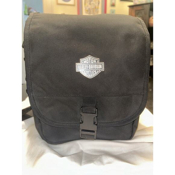 Harley Davidson Crossbody Mail Bag Zippers Pockets Adjustable Strap Black - Picture 3 of 7